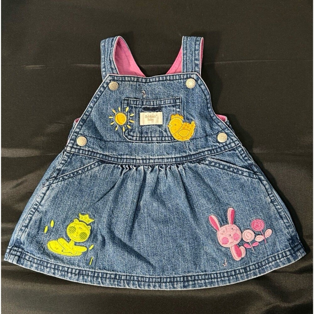 Baby Girl Vintage OSHKOSH Denim Overall Dress Size 3-6 months